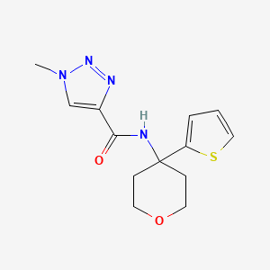 molecular formula C13H16N4O2S B2743806 1-methyl-N-(4-(thiophen-2-yl)tetrahydro-2H-pyran-4-yl)-1H-1,2,3-triazole-4-carboxamide CAS No. 2034508-72-8
