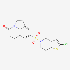 molecular formula C18H17ClN2O3S2 B2743809 8-((2-chloro-6,7-dihydrothieno[3,2-c]pyridin-5(4H)-yl)sulfonyl)-1,2,5,6-tetrahydro-4H-pyrrolo[3,2,1-ij]quinolin-4-one CAS No. 2319787-79-4