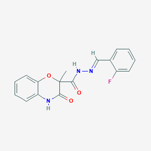 molecular formula C17H14FN3O3 B2743810 N'-[(2-fluorophenyl)methylene]-2-methyl-3-oxo-3,4-dihydro-2H-1,4-benzoxazine-2-carbohydrazide CAS No. 861207-94-5