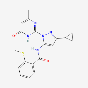 molecular formula C19H19N5O2S B2743819 N-(3-cyclopropyl-1-(4-methyl-6-oxo-1,6-dihydropyrimidin-2-yl)-1H-pyrazol-5-yl)-2-(methylthio)benzamide CAS No. 1203317-23-0