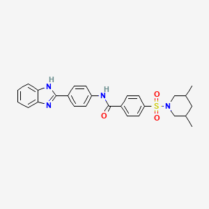 molecular formula C27H28N4O3S B2743823 N-[4-(1H-benzimidazol-2-yl)phenyl]-4-(3,5-dimethylpiperidin-1-yl)sulfonylbenzamide CAS No. 441290-96-6