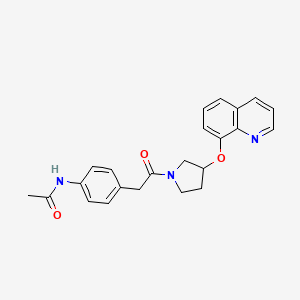 N-(4-(2-oxo-2-(3-(quinolin-8-yloxy)pyrrolidin-1-yl)ethyl)phenyl)acetamide