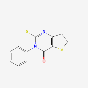 molecular formula C14H14N2OS2 B2743836 6-methyl-2-(methylthio)-3-phenyl-6,7-dihydrothieno[3,2-d]pyrimidin-4(3H)-one CAS No. 851410-61-2