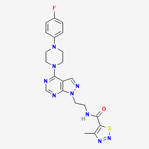 molecular formula C21H22FN9OS B2743841 N-(2-(4-(4-(4-fluorophenyl)piperazin-1-yl)-1H-pyrazolo[3,4-d]pyrimidin-1-yl)ethyl)-4-methyl-1,2,3-thiadiazole-5-carboxamide CAS No. 1021123-43-2