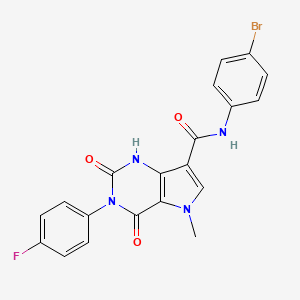 molecular formula C20H14BrFN4O3 B2743851 N-(4-bromophenyl)-3-(4-fluorophenyl)-5-methyl-2,4-dioxo-2,3,4,5-tetrahydro-1H-pyrrolo[3,2-d]pyrimidine-7-carboxamide CAS No. 923165-48-4