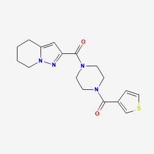 molecular formula C17H20N4O2S B2743856 (4,5,6,7-四氢吡唑并[1,5-a]吡啶-2-基)(4-(噻吩-3-甲酰)哌嗪-1-基)甲酮 CAS No. 2034489-86-4