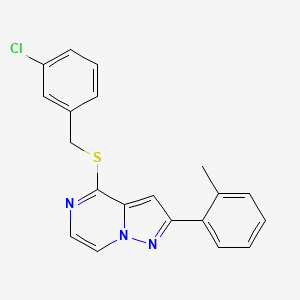 molecular formula C20H16ClN3S B2743861 4-[(3-氯苄)硫基]-2-(2-甲基苯基)吡唑并[1,5-a]吡嘧啶 CAS No. 1207026-18-3