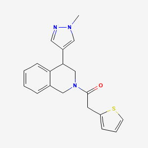 molecular formula C19H19N3OS B2743865 1-(4-(1-methyl-1H-pyrazol-4-yl)-3,4-dihydroisoquinolin-2(1H)-yl)-2-(thiophen-2-yl)ethanone CAS No. 2034422-14-3