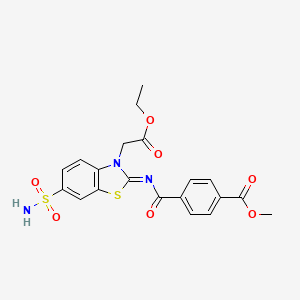 molecular formula C20H19N3O7S2 B2743875 (Z)-methyl 4-((3-(2-ethoxy-2-oxoethyl)-6-sulfamoylbenzo[d]thiazol-2(3H)-ylidene)carbamoyl)benzoate CAS No. 865247-98-9