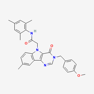 molecular formula C30H30N4O3 B2743881 N-mesityl-2-(3-(4-methoxybenzyl)-8-methyl-4-oxo-3H-pyrimido[5,4-b]indol-5(4H)-yl)acetamide CAS No. 1189654-66-7