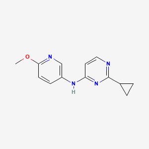 molecular formula C13H14N4O B2743885 2-环丙基-N-(6-甲氧基吡啶-3-基)嘧啶-4-胺 CAS No. 2189435-12-7