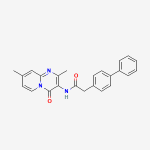 molecular formula C24H21N3O2 B2743893 2-([1,1'-biphenyl]-4-yl)-N-(2,8-dimethyl-4-oxo-4H-pyrido[1,2-a]pyrimidin-3-yl)acetamide CAS No. 897617-34-4