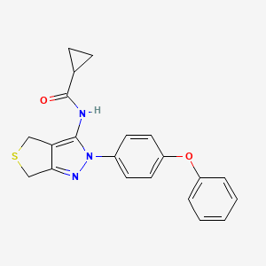 molecular formula C21H19N3O2S B2743903 N-(2-(4-苯氧苯基)-4,6-二氢-2H-噻吩[3,4-c]吡唑-3-基)环丙烷甲酰胺 CAS No. 396723-98-1