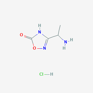 molecular formula C4H8ClN3O2 B2743909 3-(1-氨基乙基)-4H-1,2,4-噁二唑-5-酮；盐酸盐 CAS No. 2375270-56-5