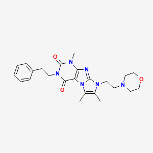 molecular formula C24H30N6O3 B2743917 1,6,7-三甲基-8-(2-吗啉基乙基)-3-苯乙基-1H-咪唑并[2,1-f]嘌呤-2,4(3H,8H)-二酮 CAS No. 927625-67-0