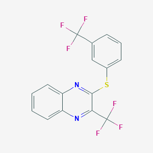molecular formula C16H8F6N2S B2743927 2-(Trifluoromethyl)-3-((3-(trifluoromethyl)phenyl)sulfanyl)quinoxaline CAS No. 338773-66-3