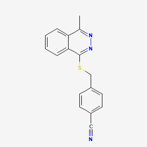 molecular formula C17H13N3S B2743932 4-(((4-Methylphthalazin-1-yl)thio)methyl)benzonitrile CAS No. 923174-72-5