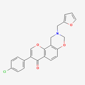 molecular formula C22H16ClNO4 B2743933 3-(4-chlorophenyl)-9-(furan-2-ylmethyl)-9,10-dihydrochromeno[8,7-e][1,3]oxazin-4(8H)-one CAS No. 929440-64-2