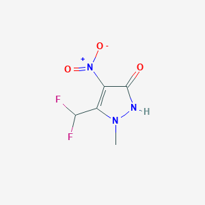 molecular formula C5H5F2N3O3 B2743938 5-(二氟甲基)-1-甲基-4-硝基-1H-吡唑-3-醇 CAS No. 2193065-39-1