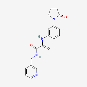 molecular formula C18H18N4O3 B2743950 N1-(3-(2-oxopyrrolidin-1-yl)phenyl)-N2-(pyridin-3-ylmethyl)oxalamide CAS No. 941957-89-7