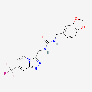 molecular formula C17H14F3N5O3 B2743955 1-(Benzo[d][1,3]dioxol-5-ylmethyl)-3-((7-(trifluoromethyl)-[1,2,4]triazolo[4,3-a]pyridin-3-yl)methyl)urea CAS No. 2034327-57-4