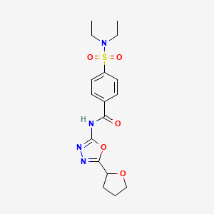 molecular formula C17H22N4O5S B2743956 4-(N,N-diethylsulfamoyl)-N-(5-(tetrahydrofuran-2-yl)-1,3,4-oxadiazol-2-yl)benzamide CAS No. 921516-65-6