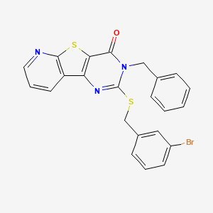 molecular formula C23H16BrN3OS2 B2743960 3-benzyl-2-((3-bromobenzyl)thio)pyrido[3',2':4,5]thieno[3,2-d]pyrimidin-4(3H)-one CAS No. 1223811-51-5
