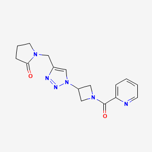 molecular formula C16H18N6O2 B2743961 1-((1-(1-picolinoylazetidin-3-yl)-1H-1,2,3-triazol-4-yl)methyl)pyrrolidin-2-one CAS No. 2034593-47-8