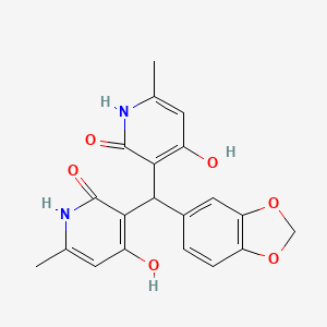 molecular formula C20H18N2O6 B2743977 3,3'-(1,3-benzodioxol-5-ylmethanediyl)bis(4-hydroxy-6-methylpyridin-2(1H)-one) CAS No. 501103-40-8