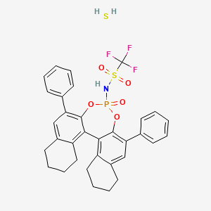 Sulfane;1,1,1-trifluoro-N-(13-oxo-10,16-diphenyl-12,14-dioxa-13lambda5-phosphapentacyclo[13.8.0.02,11.03,8.018,23]tricosa-1(23),2,8,10,15,17-hexaen-13-yl)methanesulfonamide