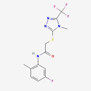 molecular formula C13H12F4N4OS B2743983 N-(5-氟-2-甲基苯基)-2-{[4-甲基-5-(三氟甲基)-4H-1,2,4-三唑-3-基]硫代}乙酰胺 CAS No. 303091-07-8