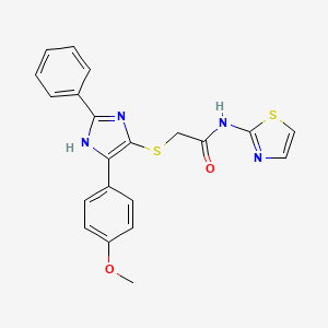 2-{[5-(4-methoxyphenyl)-2-phenyl-1H-imidazol-4-yl]thio}-N-1,3-thiazol-2-ylacetamide