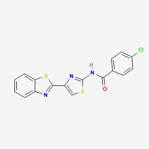 molecular formula C17H10ClN3OS2 B2743990 N-[4-(1,3-benzothiazol-2-yl)-1,3-thiazol-2-yl]-4-chlorobenzamide CAS No. 477326-84-4