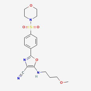 molecular formula C18H22N4O5S B2743995 5-[(3-METHOXYPROPYL)AMINO]-2-[4-(MORPHOLINE-4-SULFONYL)PHENYL]-1,3-OXAZOLE-4-CARBONITRILE CAS No. 941267-67-0