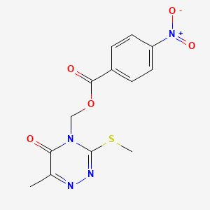 molecular formula C13H12N4O5S B2744021 (6-Methyl-3-methylsulfanyl-5-oxo-1,2,4-triazin-4-yl)methyl 4-nitrobenzoate CAS No. 877643-07-7