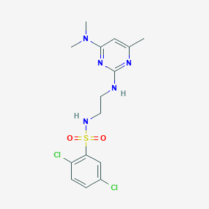 molecular formula C15H19Cl2N5O2S B2744022 2,5-dichloro-N-(2-((4-(dimethylamino)-6-methylpyrimidin-2-yl)amino)ethyl)benzenesulfonamide CAS No. 1207031-68-2