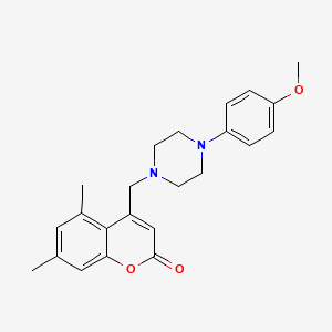 molecular formula C23H26N2O3 B2744027 4-[[4-(4-Methoxyphenyl)piperazin-1-yl]methyl]-5,7-dimethylchromen-2-one CAS No. 877647-90-0