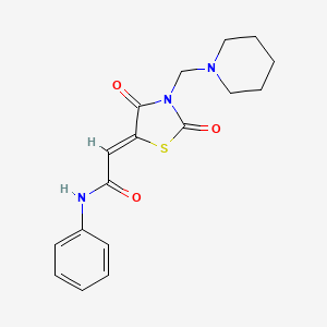 molecular formula C17H19N3O3S B2744028 (Z)-2-(2,4-dioxo-3-(piperidin-1-ylmethyl)thiazolidin-5-ylidene)-N-phenylacetamide CAS No. 430441-66-0