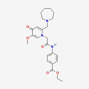molecular formula C24H31N3O5 B2744036 ethyl 4-({[2-(azepan-1-ylmethyl)-5-methoxy-4-oxopyridin-1(4H)-yl]acetyl}amino)benzoate CAS No. 1005294-12-1