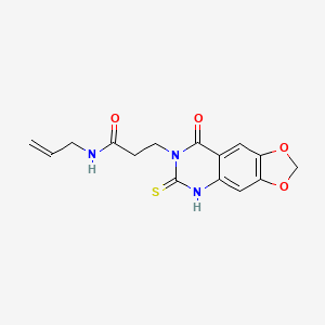 molecular formula C15H15N3O4S B2744038 3-(8-oxo-6-sulfanylidene-5H-[1,3]dioxolo[4,5-g]quinazolin-7-yl)-N-prop-2-enylpropanamide CAS No. 688054-84-4