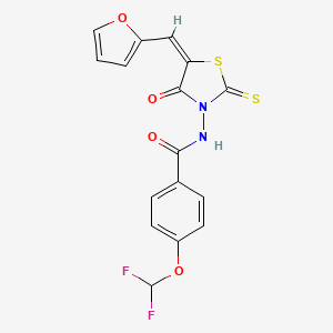 molecular formula C16H10F2N2O4S2 B2744040 (E)-4-(二氟甲氧基)-N-(5-(呋喃-2-基甲亚基)-4-氧代-2-硫代噻唑烷-3-基)苯甲酰胺 CAS No. 315697-28-0