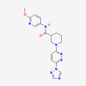 molecular formula C18H20N8O2 B2744046 1-(6-(1H-1,2,4-triazol-1-yl)pyridazin-3-yl)-N-(6-methoxypyridin-3-yl)piperidine-3-carboxamide CAS No. 1798512-55-6