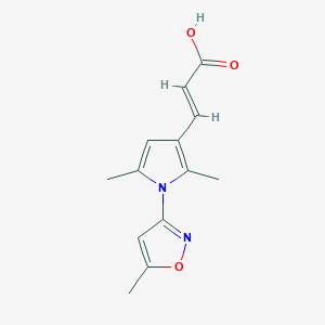 molecular formula C13H14N2O3 B2744049 3-[2,5-dimethyl-1-(5-methyl-1,2-oxazol-3-yl)-1H-pyrrol-3-yl]prop-2-enoic acid CAS No. 1613051-36-7
