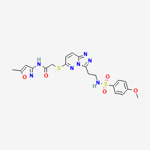 molecular formula C20H21N7O5S2 B2744053 2-((3-(2-(4-methoxyphenylsulfonamido)ethyl)-[1,2,4]triazolo[4,3-b]pyridazin-6-yl)thio)-N-(5-methylisoxazol-3-yl)acetamide CAS No. 873002-05-2