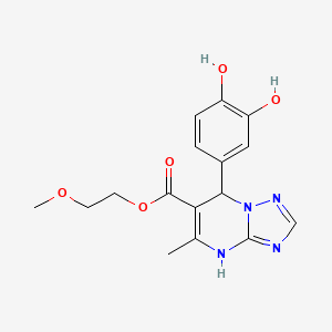 molecular formula C16H18N4O5 B2744054 2-Methoxyethyl 7-(3,4-dihydroxyphenyl)-5-methyl-4,7-dihydro-[1,2,4]triazolo[1,5-a]pyrimidine-6-carboxylate CAS No. 879936-03-5