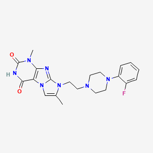 molecular formula C21H24FN7O2 B2744065 8-(2-(4-(2-fluorophenyl)piperazin-1-yl)ethyl)-1,7-dimethyl-1H-imidazo[2,1-f]purine-2,4(3H,8H)-dione CAS No. 919034-58-5