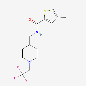 molecular formula C14H19F3N2OS B2744068 4-methyl-N-{[1-(2,2,2-trifluoroethyl)piperidin-4-yl]methyl}thiophene-2-carboxamide CAS No. 2309553-96-4