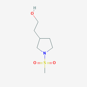molecular formula C7H15NO3S B2744096 2-(1-甲磺酰吡咯啉-3-基)乙醇 CAS No. 1596645-70-3