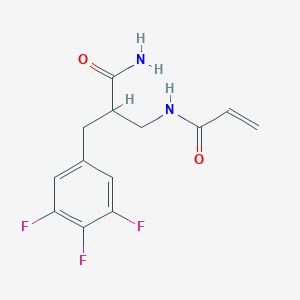 molecular formula C13H13F3N2O2 B2744101 2-[(Prop-2-enoylamino)methyl]-3-(3,4,5-trifluorophenyl)propanamide CAS No. 2305560-90-9