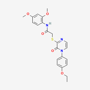 molecular formula C22H23N3O5S B2744105 N-(2,4-二甲氧基苯基)-2-((4-(4-乙氧基苯基)-3-氧代-3,4-二氢吡嗪-2-基)硫代)乙酰胺 CAS No. 900007-28-5